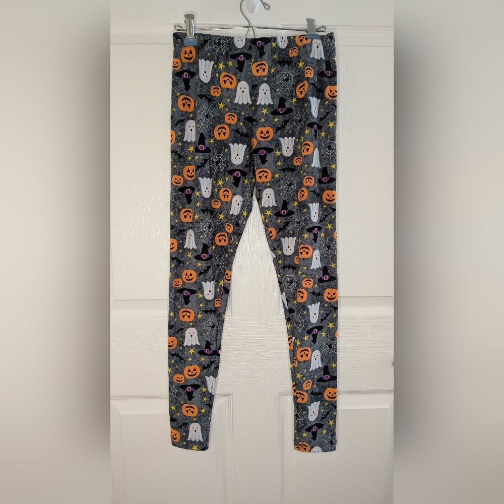 Spooky Cute Halloween Leggings - Girls Size M (7-9) - Ghosts, Pumpkins, Witches!